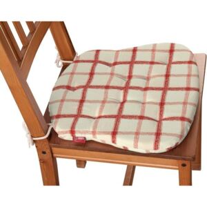 Siedzisko Filip na krzesło DEKORIA Avinon, ecru tło, czerwona kratka, 41x38x3,5 cm
