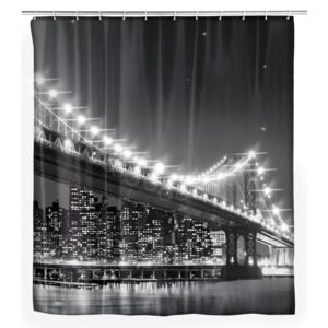 Szary zasłona prysznicowa Wenko Led Brooklyn Bridge, 180x200 cm