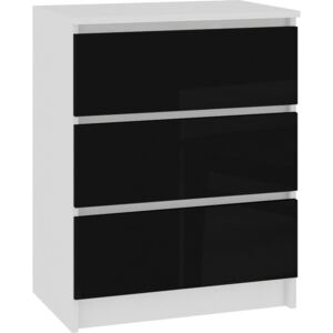 Komoda AKORD, 3 szuflady, czarny akryl, 40x60x77 cm