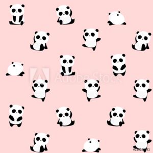 Fototapeta Bezszwowy wektoru wzór: panda niedźwiadkowy wzór na świetle - różowy tło