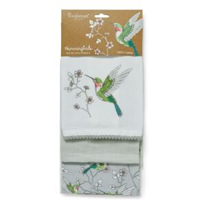 Zestaw 3 szarych bawełnianych ścierek Cooksmart ® Hummingbirds