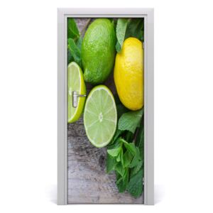 Naklejka na drzwi samoprzylepna Limonki i cytryna