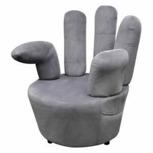 Aksamitny fotel w kształcie dłoni, szary