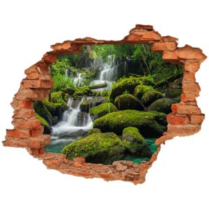 Dziura 3d w ścianie na ścianę Wodospad w lesie