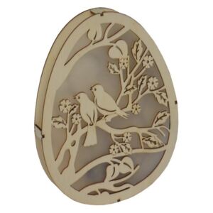 Dekoracyjne jajko rzeźbione Gąski - beżowy, ptaszki - Rozmiar 22x3x18,3cm