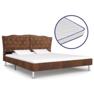 Łóżko tapicerowane z materacem PERVOI, brązowe, 180x200 cm