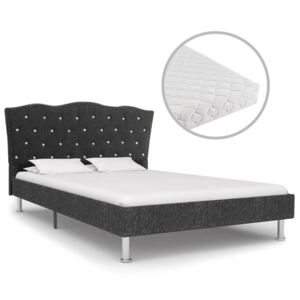 Rama łóżka tkaninowa z materacem PERVOI, szara, 140x200 cm