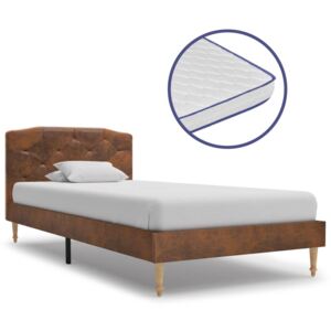 Rama łóżka z materacem PERVOI, brązowa, 90x200 cm