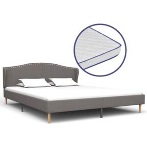 Łóżko tapicerowane z materacem PERVOI, szare, 160x200 cm