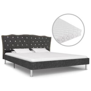 Rama łóżka tkaninowa z materacem PERVOI, szara, 160x200 cm