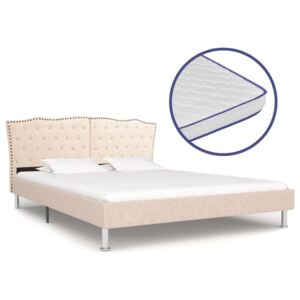 Łóżko tapicerowane z materacem PERVOI, beżowe, 180x200 cm