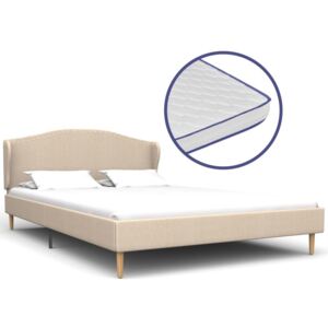 Łóżko tapicerowane z materacem PERVOI, beżowe, 140x200 cm