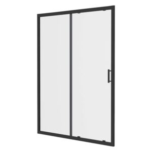 Drzwi prysznicowe przesuwne GoodHome Beloya 140 cm czarne / transparentne