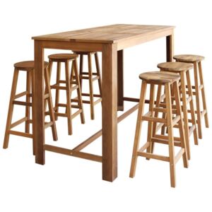Stolik i stołki barowe PERVOI, brązowy, 7 elementów