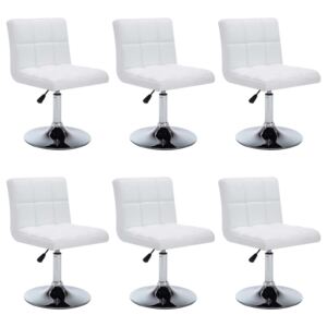 Krzesła obrotowe PERVOI, sztuczna skóra, białe, 50x43x85 cm, 6 szt