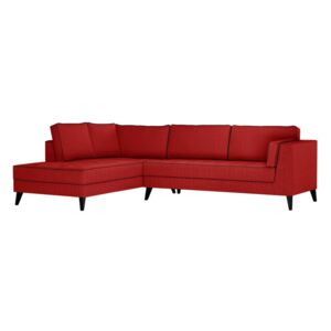 Czerwona lewostronna sofa z czarnymi detalami Stella Cadente Maison Atalaia