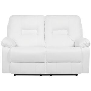 Sofa skóra ekologiczna dwuosobowa biała rozkładana BERGEN