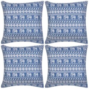Poszewki na poduszki, 4 sztuki, słonie kolor niebieski, 50x50 cm