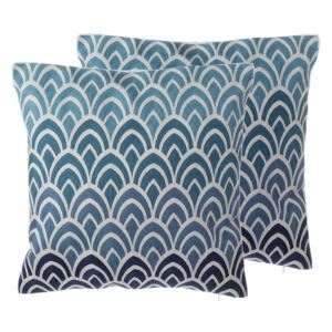 Zestaw 2 poduszek dekoracyjnych w łuski 45 x 45 cm niebieski NIGELLA
