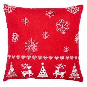 Bożonarodzeniowa poszewka na poduszkę - czerwony/biały - Rozmiar 40x40cm