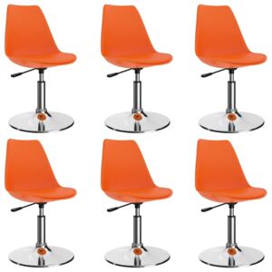 Obrotowe krzesła stołowe, 6 szt., pomarańczowe, sztuczna skóra