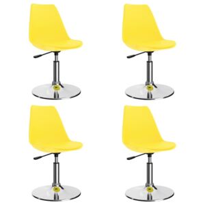 Obrotowe krzesła stołowe, 4 szt., żółte, sztuczna skóra