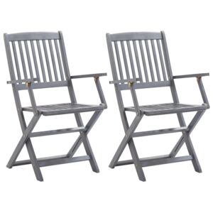 Składane krzesła ogrodowe z podłokietnikami VIDAXL, szare, 2 szt