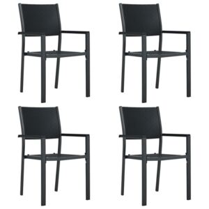 Krzesła ogrodowe VidaXL, czarne, plastik stylizowany na rattan, 4 sztuki