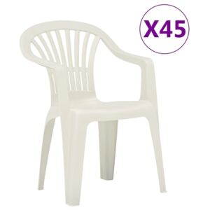 Krzesła ogrodowe układane w stos VIDAXL, białe, 45 szt