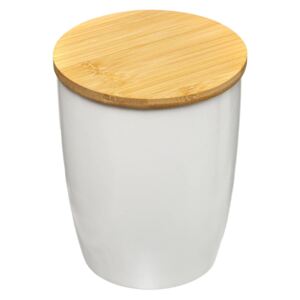 Pojemnik ceramiczny z bambusową pokrywą, biały, 850 ml