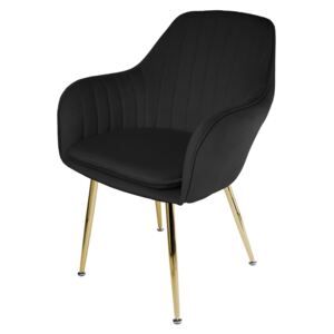 Foho krzesło tapicerowane czarne - złote nogi