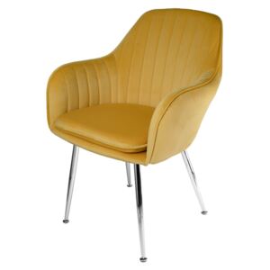 Foho krzesło tapicerowane żółte - srebrne nogi