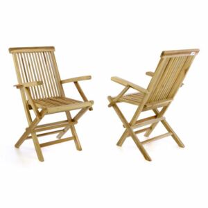 Zestaw 2 sztuk krzeseł ogrodowy DIVERO składane - drewno tek