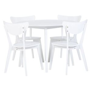 Zestaw do jadalni stół i 4 krzesła biały ROXBY