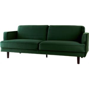 Sofa Bliss zielona z ciemnobrązowymi nogami 3-osobowa