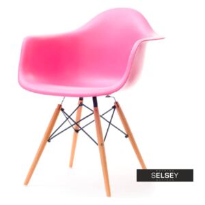 Krzesło MPA wood różowe na drewnianych nogach