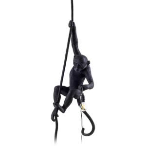 Lampa wisząca z liną Seletti Monkey Ceiling czarna