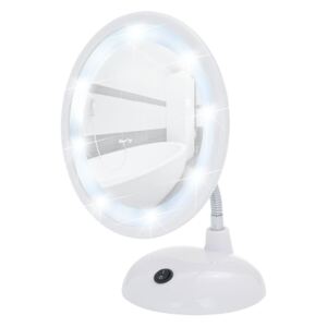 Białe lusterko kosmetyczne z LED Wenko Style