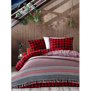 Różowo-szara narzuta na łóżko Galina Black Red White, 220x240 cm