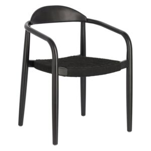 Czarne krzesło ogrodowe z drewna eukaliptusa La Forma Glynis