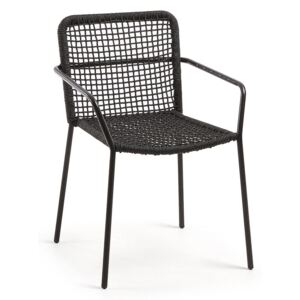 Czarny fotel ogrodowy ze stalową konstrukcją La Forma Bomer