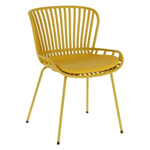 Musztardowe krzesło ogrodowe ze stalową konstrukcją La Forma Surpik
