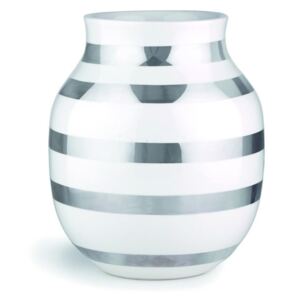 Biały kamionkowy wazon z detalami w kolorze srebra Kähler Design Omaggio, wys. 20 cm