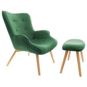 Fotel z podnóżkiem Alberto zielony