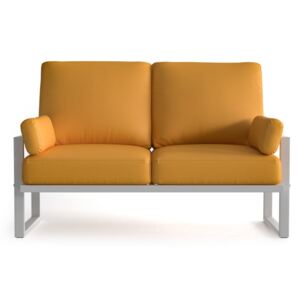 Żółta 2-osobowa sofa ogrodowa z podłokietnikami i jasnymi nóżkami Marie Claire Home Angie
