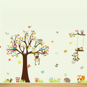 Zestaw dziecięcych naklejek ściennych Ambiance Cute Monkeys Playing On Trees
