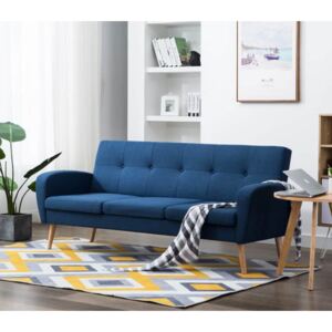 Skandynawska sofa niebieska, kanapa do salonu