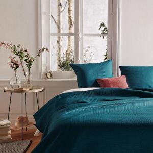 Narzuta na łóżko DOLCE 240 x 260 cm, 2 poduszki, kolor morski