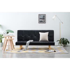 Czarna rozkładana kanapa z ekoskóry, sofa scandi