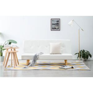 Biała rozkładana sofa na nóżkach, kanapa z ekoskóry do poczekalni
